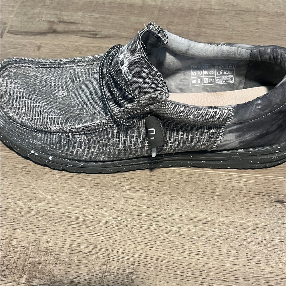 Hey Dude Charcoal and Black Canvas Slip-On Shoes - Picture 3 of 7